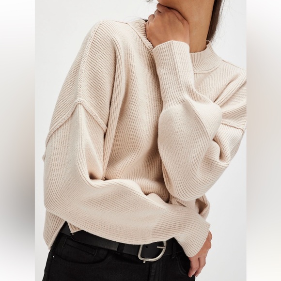 Free People Sweaters - Free People Easy Street Cream Cropped Sweater